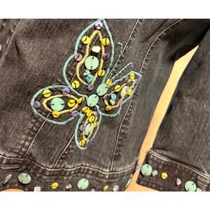 Denim butterfly applique jacket